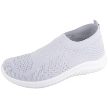 (UK4, Grey) ABSOLUTE FOOTWEAR Easy Slip On Lightweight Elasticated Sport Leisure Pump Trainers