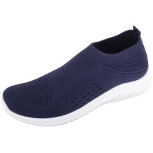 (UK8, Navy) ABSOLUTE FOOTWEAR Easy Slip On Lightweight Elasticated Sport Leisure Pump Trainers