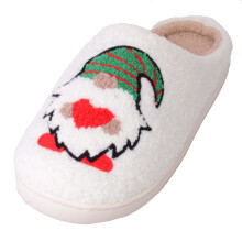 (UK3, Cream) ABSOLUTE FOOTWEAR Easy Slip On Open Back Fleece Mule Slippers with Gonk Design