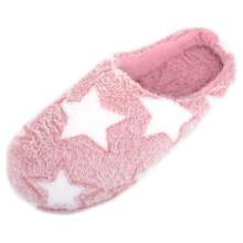 (UK5, Pink) ABSOLUTE FOOTWEAR Cosy Slip On Open Back Faux Fur Winter Mule Slippers with Star Design
