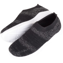(UK6, Black) ABSOLUTE FOOTWEAR Lightweight Elasticated Slip On Casual Leisure Sports Trainers