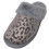 (UK8, Grey) ABSOLUTE FOOTWEAR Easy Slip On Open Back Sparkle Leopard Metallic Mule Slipper 1