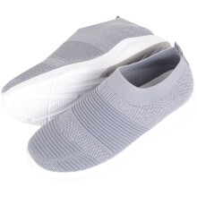 (UK4, Grey) ABSOLUTE FOOTWEAR Lightweight Elasticated Slip On Casual Leisure Sports Trainers