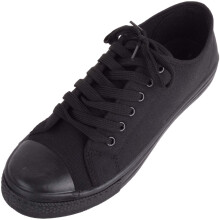 (UK6, Black) ABSOLUTE FOOTWEAR Canvas Lace Up Trainers Sneakers Plimsolls with Rubber Toe Cap
