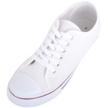 (UK5, White) ABSOLUTE FOOTWEAR Canvas Lace Up Trainers Sneakers Plimsolls with Rubber Toe Cap
