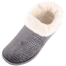(UK6, Grey) ABSOLUTE FOOTWEAR Slip On Super Soft Fleeced Lined Glittery Sparkly Bootie Slipper