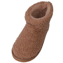 (UK6, Tan) ABSOLUTE FOOTWEAR Easy Slip On Teddy Fleece Bootie Slipper with Faux Fur Inner