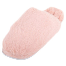 (UK3-4, Peach) ABSOLUTE FOOTWEAR Slip On Closed Toe Furry Faux Fur Mule Style Slippers with Rubber Sole