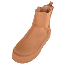 (UK6, Tan) ABSOLUTE FOOTWEAR Smooth Faux Suede Easy Slip On Platform Ankle Boot with Twin Gusset