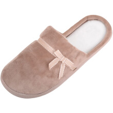 (UK7, Beige) ABSOLUTE FOOTWEAR Lightweight Slip On Open Back Velour Style Winter Mule Slippers