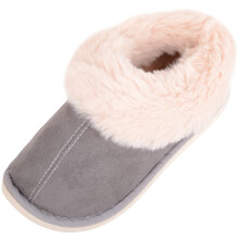 (UK3-4, Grey) ABSOLUTE FOOTWEAR Easy Slip On Faux Fur Winter Slipper Boot Bootie