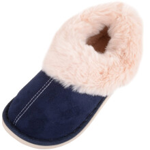 (UK7-8, Navy) ABSOLUTE FOOTWEAR Easy Slip On Faux Fur Winter Slipper Boot Bootie