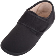 (UK7, Black) ABSOLUTE FOOTWEAR Soft Lycra Easy Slip On Touch and Close Wide Fitting Slippers