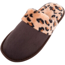(UK7-8, Dark Brown) ABSOLUTE FOOTWEAR Slip On Lightweight Mule Style Slippers Sliders Animal Print