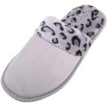 (UK3-4, Grey) ABSOLUTE FOOTWEAR Slip On Lightweight Mule Style Slippers Sliders Animal Print