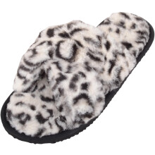 (UK5-6, White) ABSOLUTE FOOTWEAR Fur Cross Mule Slipper with Light Weight Sole