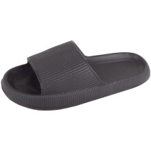 (UK3-4, Black) ABSOLUTE FOOTWEAR Easy Slip On Summer Beach Open Toe Flip Flop Slider Sandal Mules