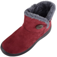 (UK7, Red) ABSOLUTE FOOTWEAR Lightweight Faux Suede Faux Fleece Slip On Zip Up Ankle Boots
