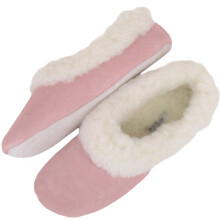 (UK7, Pink) SNUGRUGS Melissa, Wool Ballerina Slippers with Suede Outer