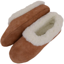 (UK3, Tan) SNUGRUGS Melissa, Wool Ballerina Slippers with Suede Outer