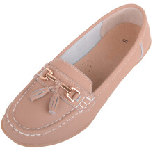 (UK4, Light Tan) ABSOLUTE FOOTWEAR Slip On Casual Leather Loafer / Deck / Boat Shoes / Sandals