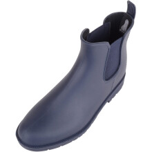 (UK5, Navy) ABSOLUTE FOOTWEAR Leah, Slip On Ankle Waterproof Rubber Wellington Chelsea Rain Boots