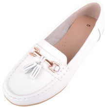 (UK5, White) ABSOLUTE FOOTWEAR Slip On Casual Leather Loafer / Deck / Boat Shoes / Sandals
