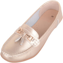 (UK5, Gold) ABSOLUTE FOOTWEAR Slip On Casual Leather Loafer / Deck / Boat Shoes / Sandals