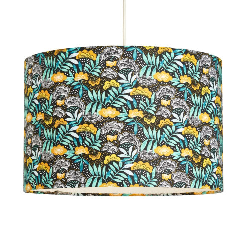 Litecraft Leonora Leaf Print Lampshade, Black
