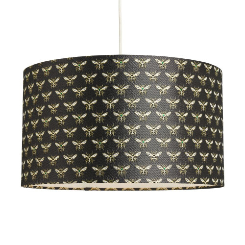 (Black) Litecraft Bobby Bee Print Lampshade