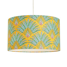 (Yellow) Litecraft Linzy Leaf Print Drum Lampshade