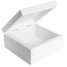 Small White Wooden Keepsake Storage Box with Lid | Baby Memory Box Souvenir | 10x10x5cm (+/- 0.5cm) | Square Jewellery | Unpainted Natural Wood |