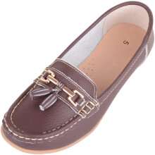(UK4, Chocolate) ABSOLUTE FOOTWEAR Slip On Casual Leather Loafer / Deck / Boat Shoes / Sandals