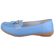 (UK6, Blue) ABSOLUTE FOOTWEAR Slip On Casual Leather Loafer / Deck / Boat Shoes / Sandals