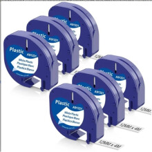 6X Compatible Dymo tape 12mm x 4m for Dymo Letratag XR LT-100H LT-100T Letratag 200B labeler, reflow Dymo Letratag rtape plastic black on white