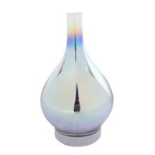 3D Firework Glass Vase Shape Air Humidifier with 7 Color Led Night Light Aroma Essential Oil Diffuser Mist Maker Ultrasonic Humidifier White Uk Plug