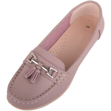 (UK4, Rose) ABSOLUTE FOOTWEAR Slip On Casual Leather Loafer / Deck / Boat Shoes / Sandals