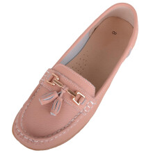 (UK8, Pink) ABSOLUTE FOOTWEAR Slip On Casual Leather Loafer / Deck / Boat Shoes / Sandals