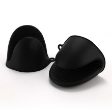 Silicone Oven Gloves - Heat Resistant Kitchen Pinch Mitts - Black - 1 Pair