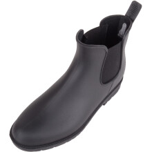 (UK6, Black) ABSOLUTE FOOTWEAR Leah, Slip On Ankle Waterproof Rubber Wellington Chelsea Rain Boots