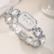 (Silver White) Womens Square Quartz Watch With Alloy Frame And Elegant Design For Gift And Collection