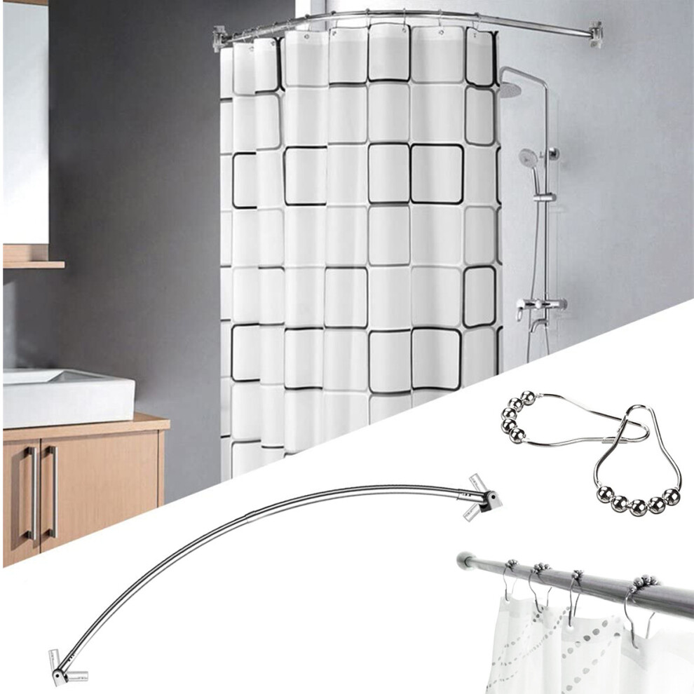 Photos - Other Bathroom Accessories EXTENSIBLE CURVED SHAPE S/S STEEL SHOWER CURTAIN ROD RAIL AND 12 FREE RING HOOKS