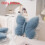 (Blue) Plush Bed Butterfly Cushion With Embroidered Pattern For Sofa And Bedroom 1