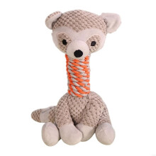 (for grey) Soft Squeaky Plush Giraffe Fawn Dog Toy, Chew Toy With Rope Neck For Indoor Play