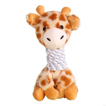 (Khaki) Soft Squeaky Plush Giraffe Fawn Dog Toy, Chew Toy With Rope Neck For Indoor Play