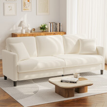 210cm Modern Teddy 3-Seater Sofa Living Room Couch Beige