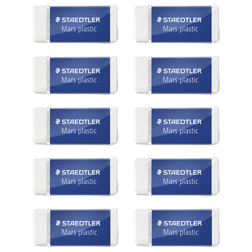 Staedtler (10) STAEDTLER Mars Plastic Mini Eraser 526 53 in Envelope Packaging 1