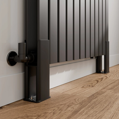 Floor Mounting Radiator Leg Kit Support for Double Flat Panel Radiators, Matt Black 2