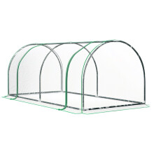 Tunnel Greenhouse Green Grow House for Garden Outdoor, Steel Frame, PVC Cover, Transparent, 200 x 100 x 80cm