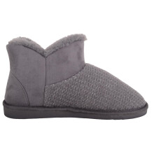 (UK4, Grey) ABSOLUTE FOOTWEAR Easy Slip On Knitted Style Ankle Slipper Boot